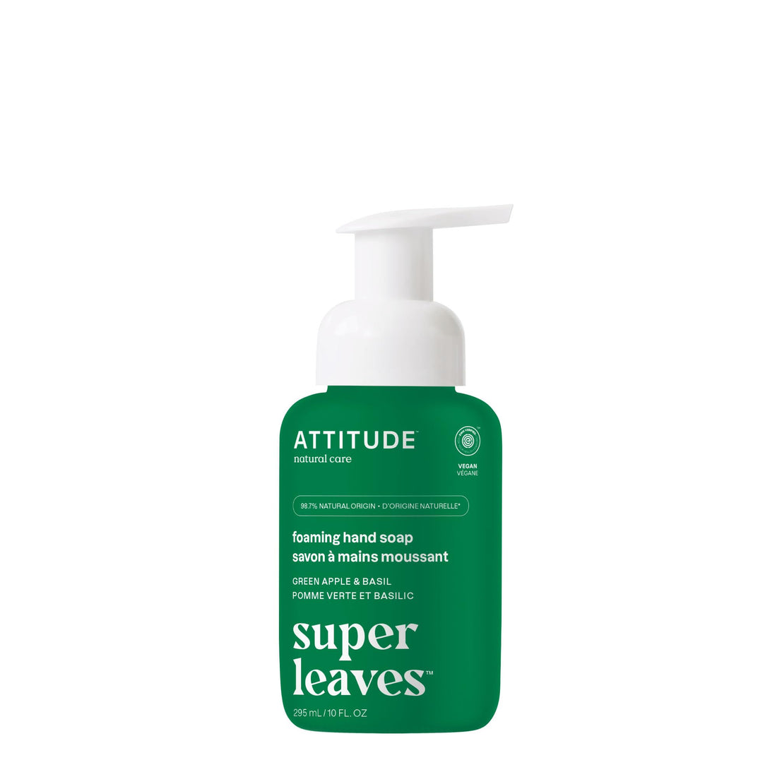 ATTITUDE Foaming Hand Soap, Green Apple and Basil, 10 Fluid Ounce