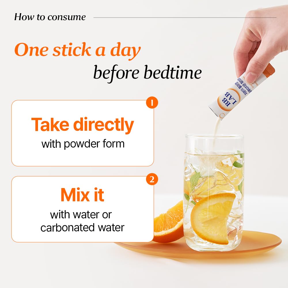 BB LAB Collagen Glutathione White, Low Molecular Korean Collagen & Glutathione Stick Supplement, Fish Collagen Peptides, Vitamin C, Vitamin E, Glutathione, Fast abosorption, Orange Flavor