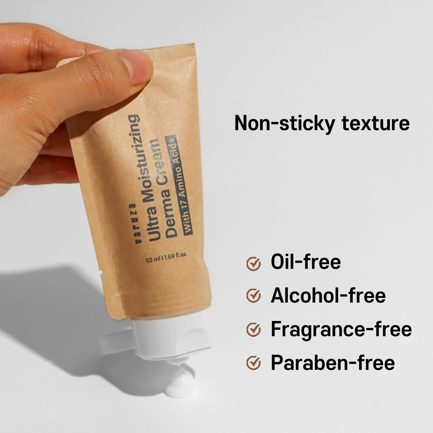 varuza Ultra Moisturizing Derma Facial Cream – Oil Free Deep Hydrating Face Moisturizer – Vegan, EWG Verified Product Korea Skin Care with Hyaluronic Acid, Amino Acids, Non-Sticky Unscented Lotion