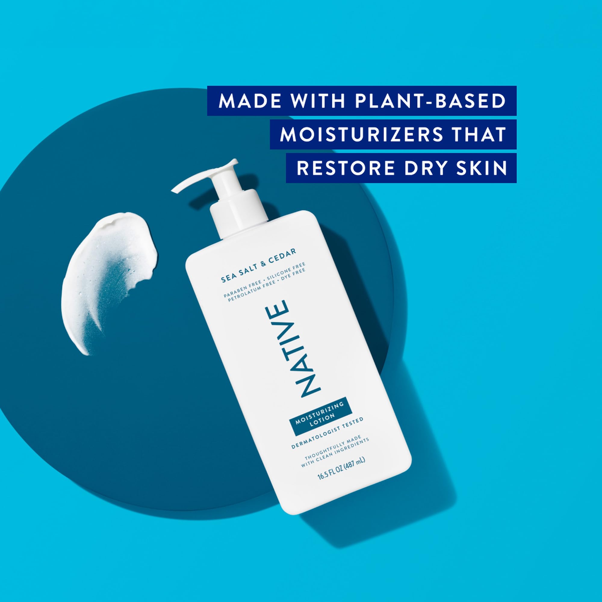 Native Body Lotion Contains Naturally Derived Plant-Based Moisturizers for Women and Men | Restores Dry Skin, Sea Salt & Cedar, 16.5 fl oz