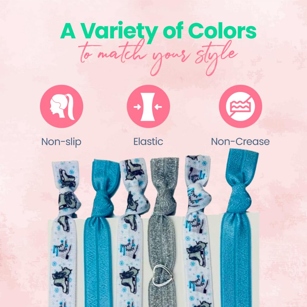 Figure Skating Hair Accessories, Figure Skating Hair Ties, No Crease Ice Skating Hair Elastics Set