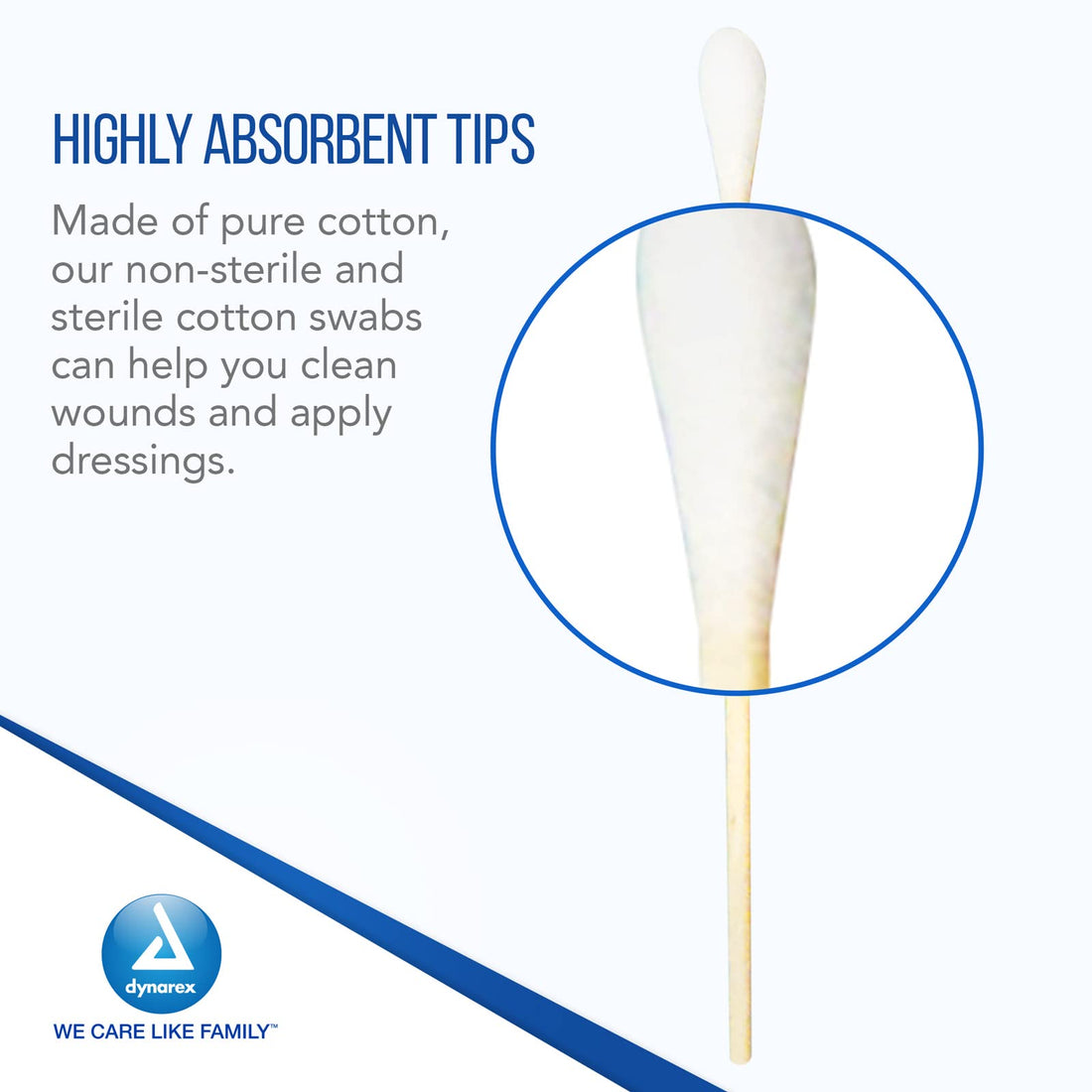 Dynarex 6-Inch Sterile Cotton Tipped Applicators - Single-Use Wooden Cotton Tip Applicators for Wound Care & Dressing, Hygiene, Makeup, Cleaning - 1 Box of 100 Pouches, 1 per Pouch