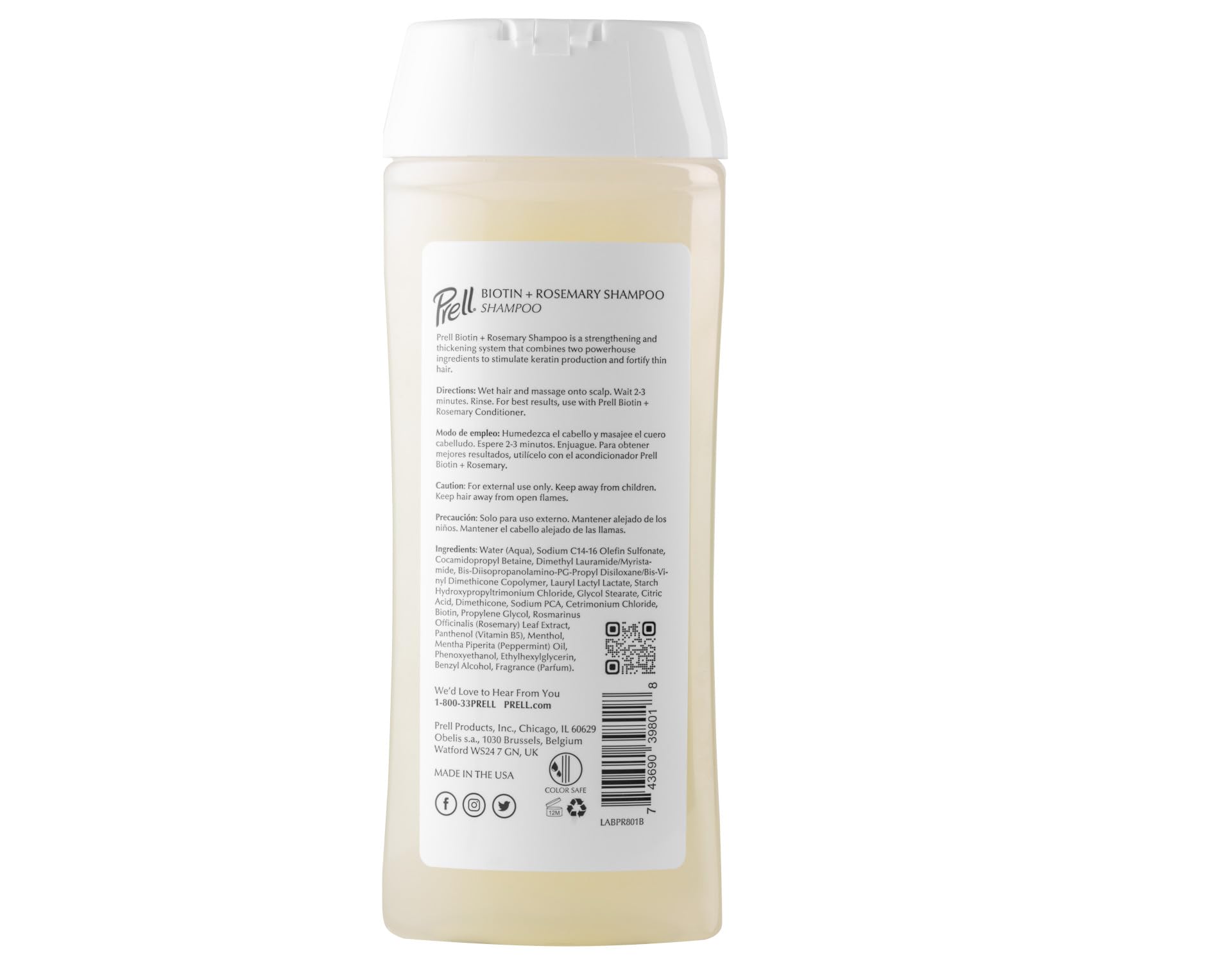 Prell Biotin + Rosemary Strengthens & Thickens Color Safe Shampoo & Conditioner for Fine, Damaged Hair 13.5 fl.oz