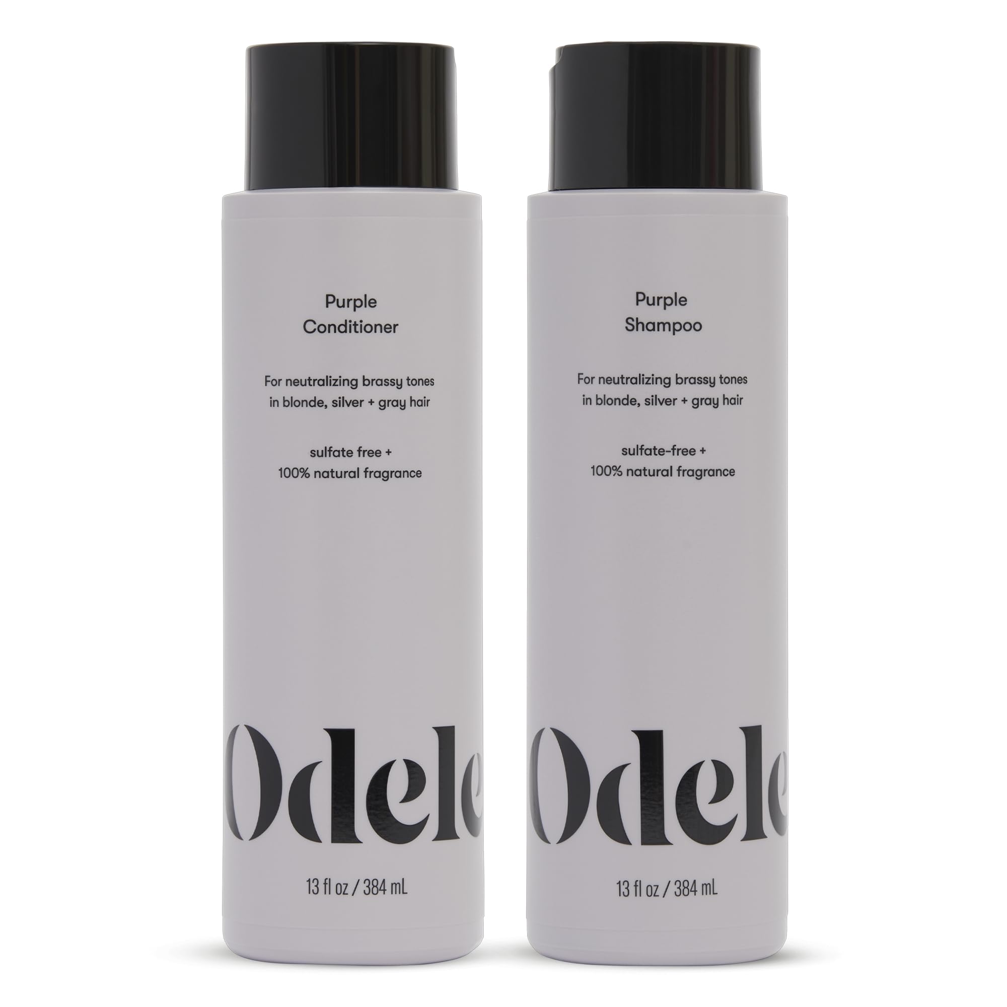 Odele Sulfate-Free Purple Shampoo & Conditioner Set for Neutralizing Brassy Tones in Blonde, Silver + Gray Hair, 13 Fl Oz Each (2-Pack)