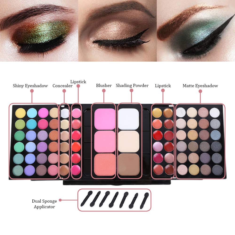 FantasyDay Pro 78 Colours Eyeshadow Palette Makeup Cosmetic Contouring Kit Combination with Blusher / Lipgloss / Concealer etc. - Ideal for Professional and Daily Use