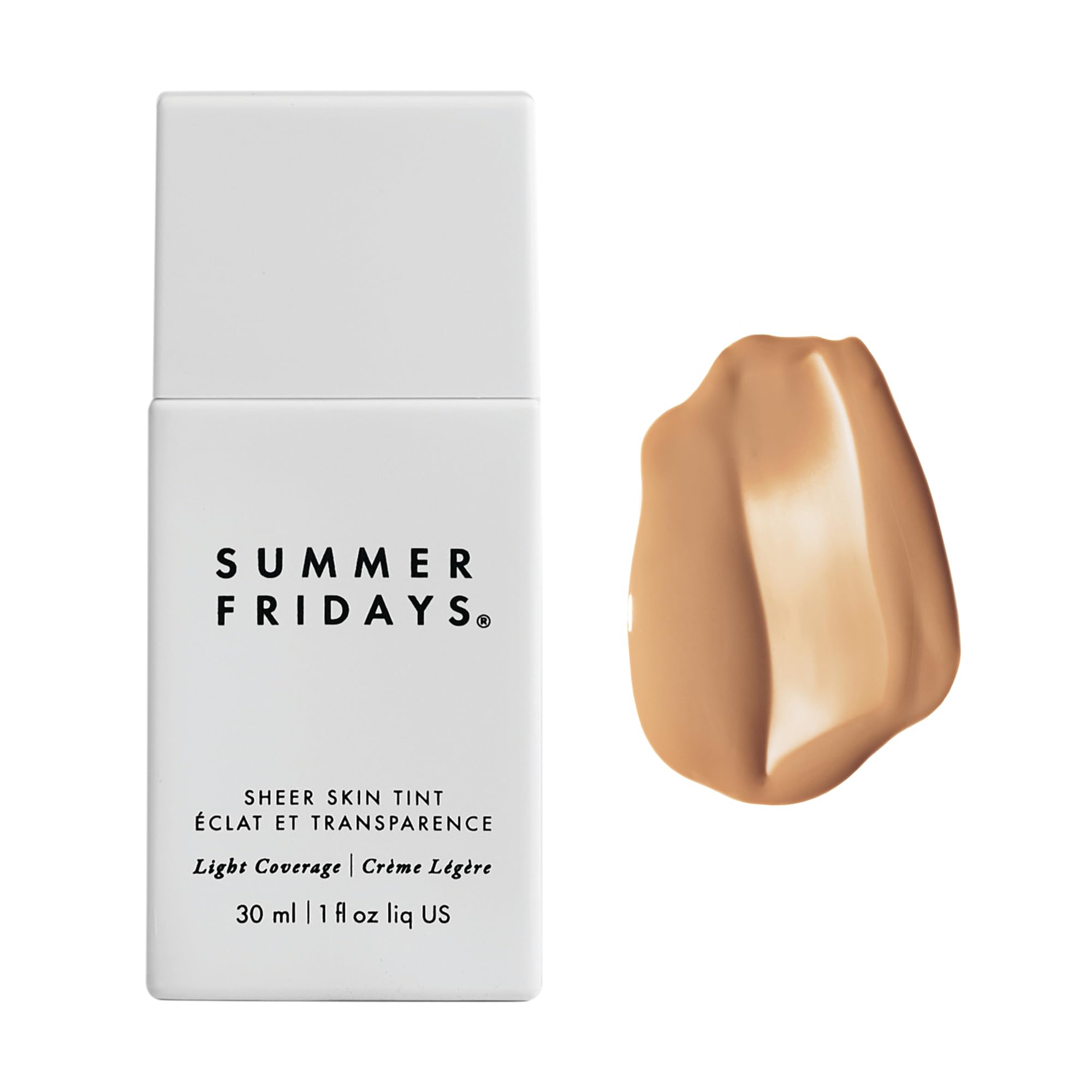 Summer Fridays Sheer Skin Tint - Tinted Moisturizer with Hyaluronic Acid - Helps Diminish Uneven Skin Tone - Sheer to Light Coverage - Shade 4.5 - Medium with Cool Peach Undertones (1 Fl Oz)