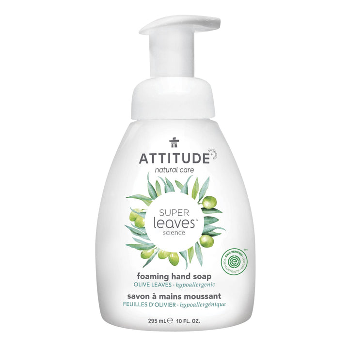 ATTITUDE Natural Foaming Hand Soap Hypoallergenic, Olive Leaves, 10 Fl Oz