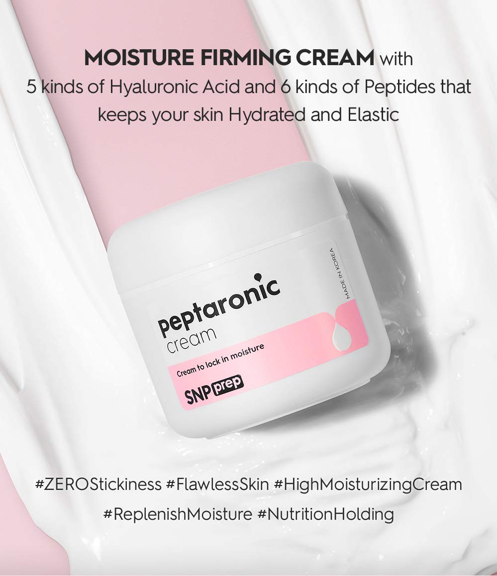 [K Beauty Snp] Peptaronic Skincare Moisturizing Cream | Face Moisturizing, Calming, and Hydrating for All Skin Types | Korean Moisturizer Face Cream with Hyaluronic Acid | 1.9 Oz