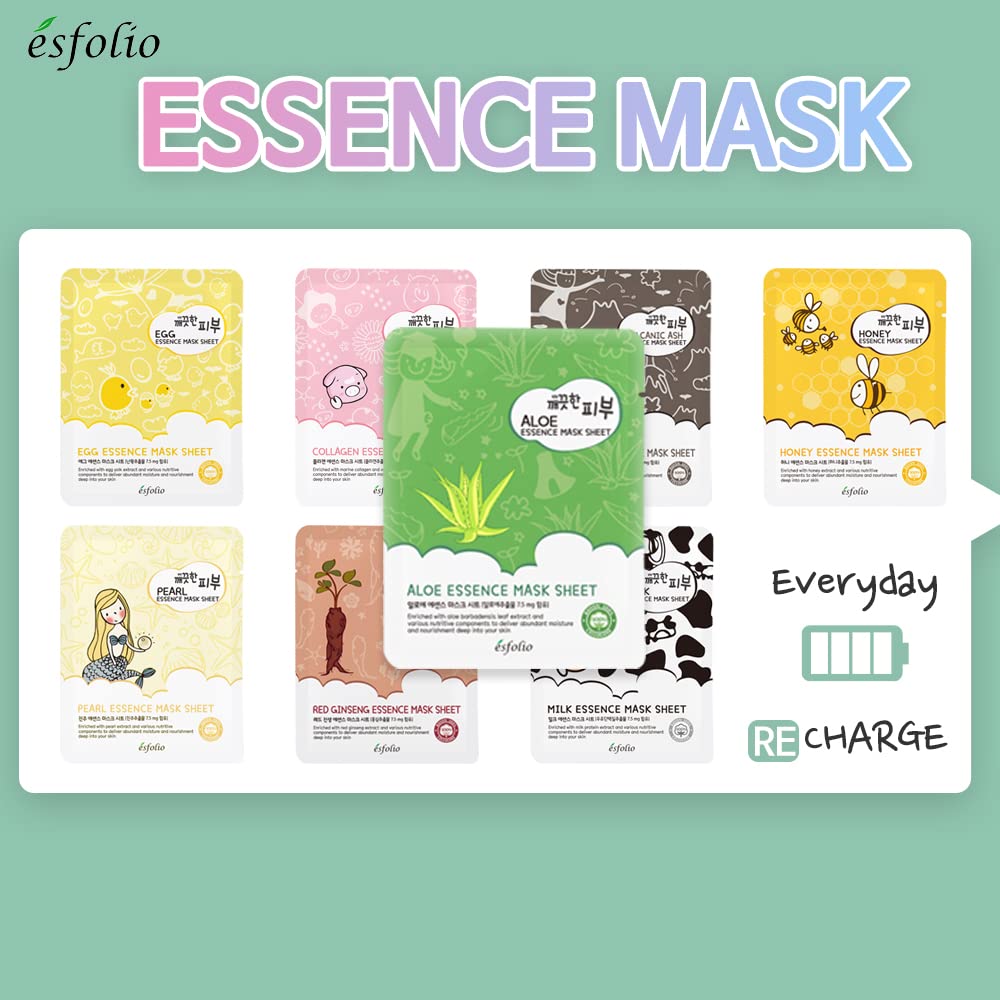 Esfolio Pure Skin Mask Box, Aloe Essence, 11.8 Ounce