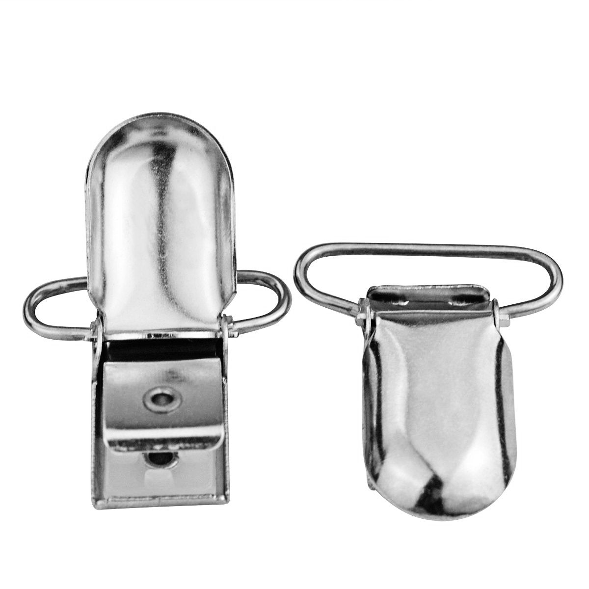 50pcs 1 Pacifier Suspender Clips, Marrywindix Pacifier Clips for Making Pacifier Holders Bib Clips Toy Holder Silver