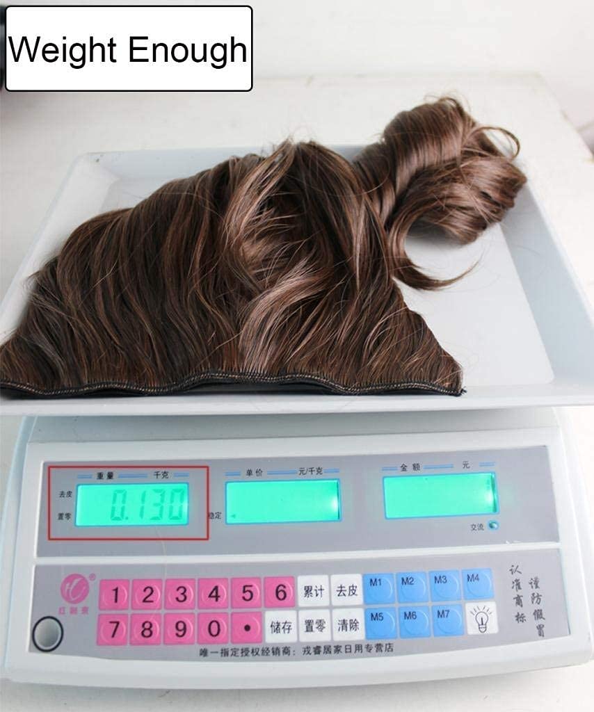 REECHO 14 Short Length 1-Pack 3/4 Full Head Curly Wavy Clips in on Synthetic Hair Extensions HE008 Hairpieces for Women 5 Clips 3.6 Oz per Piece - Black Brown