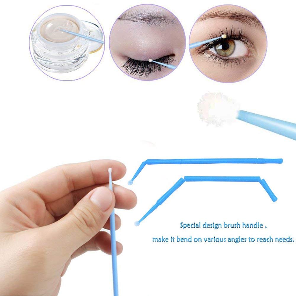 Yimart 400pcs Blue Regular Size 3mm Disposable Mascara Applicator Individual Eyelash Extension Microbrushes