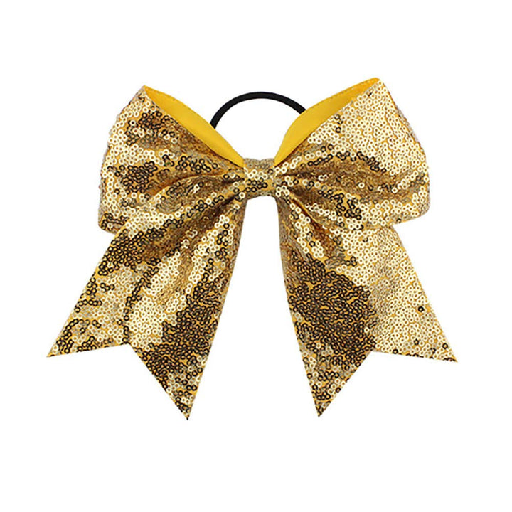 JustMyDress 13-Gold, Silver: Girls Cheer Bow Ponytail Holder Big Hair Bow Tie With Glitter Sequins Bowknot Jb80 (13-Gold, Silver)