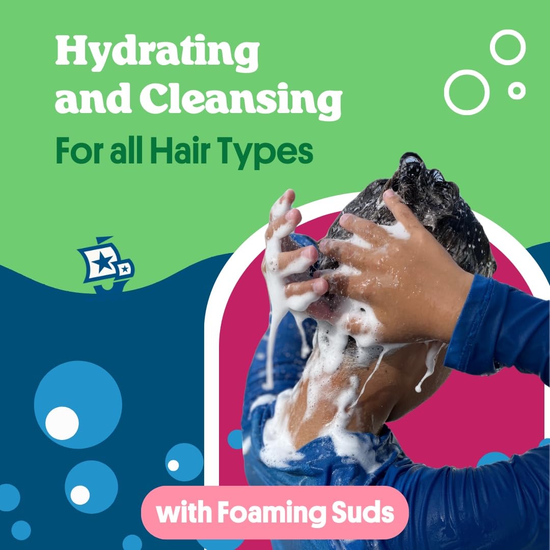 Captain & Skipper Shampoo & Body Wash | Kids Shampoo | Gentle Cleansing, Detangling & Hydrating | For All Hair types | Sulfate Free, Dye Free, Paraben Free, Non-toxic | Cotton Candy Scent