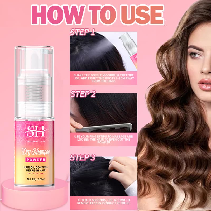 gowwim Dry Shampoo Powder,Volumizing,Texturizing Dry Shampoo Spray,Talc Free,Silica Free,Non Aerosol Dry Shampoo for All Hair Types,Natural No white dust, Fresh fragrance