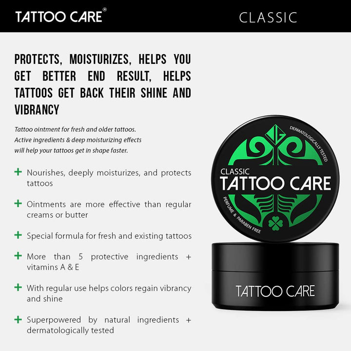 Tattoo Care Classic - 1.23 Oz - Tattoo Aftercare Ointment with Natural Ingredients, Moisturizing Calendula Cream, Highlights Tattoo Colors, Tattoo Itching Lotion, Protects, Heals & Reduces Redness