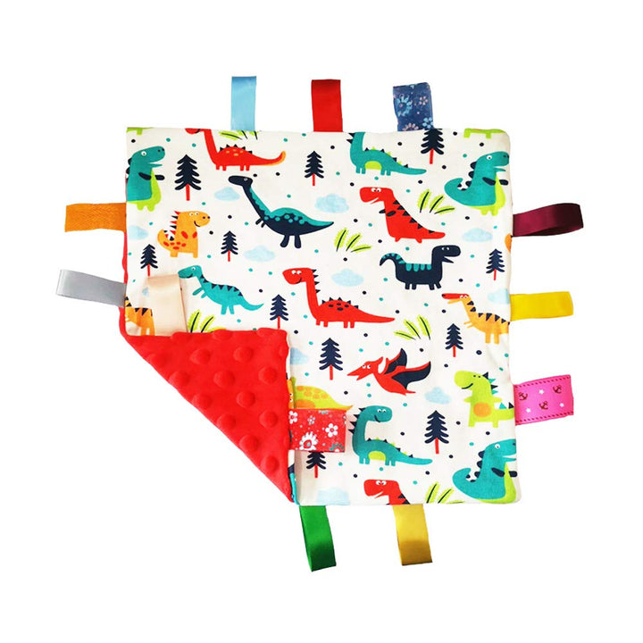 FOMUNIDeliver Fast Baby Soft Touch Comforter Blanket with Tags,Tag Comforter, Comfort Security Blanket Gift for Toddler Child Kids, Dinosaur Comforter Blanket-Red