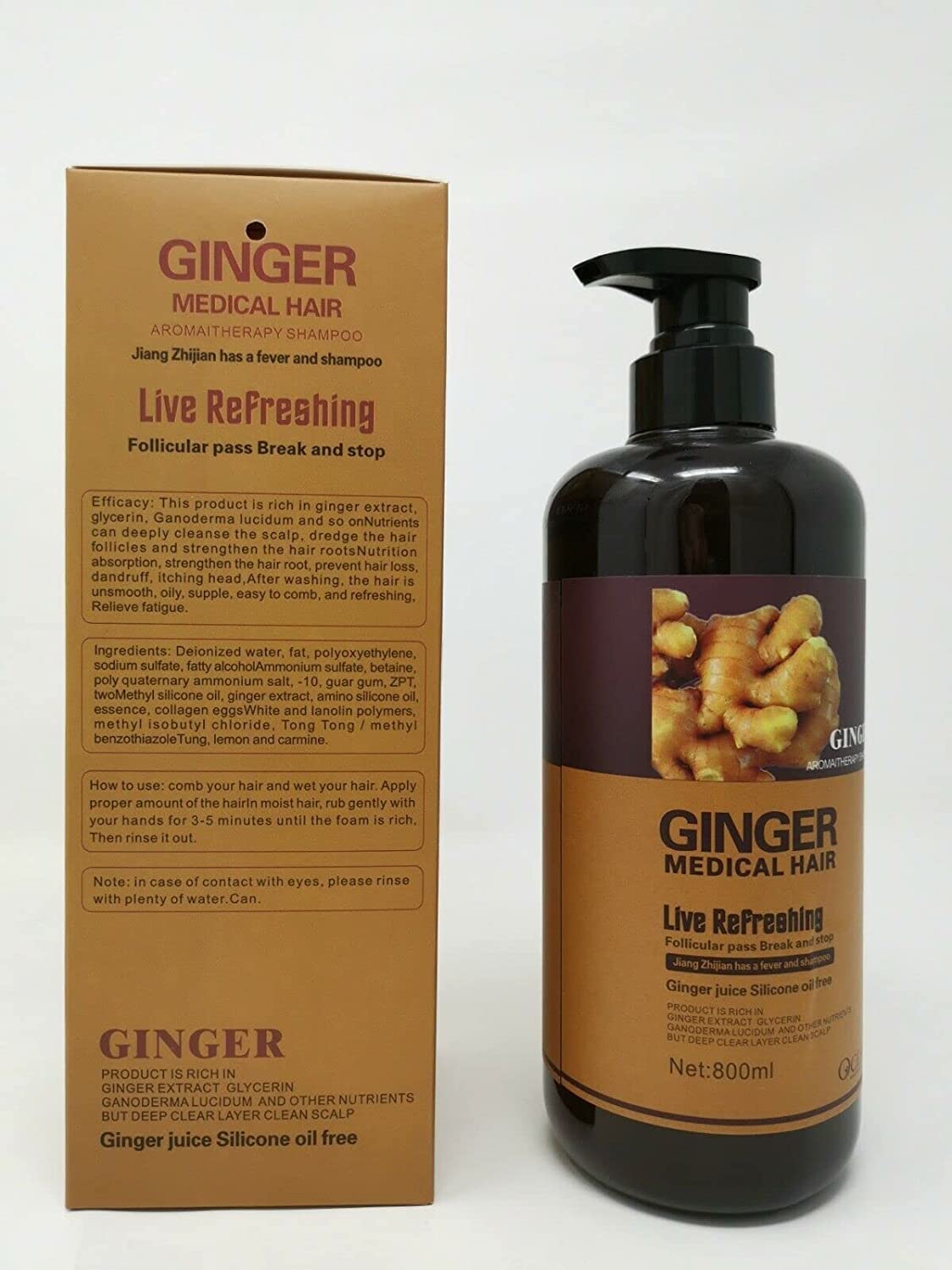 GINGER MEDICAL HAIR SHAMPOO, Promotes Hair Strength & Thickness with increased volume & reducing breakage (800 ML) WITH HERBAL INGREDIENTS (Shampoo), 27.0 Fl Oz, 1
