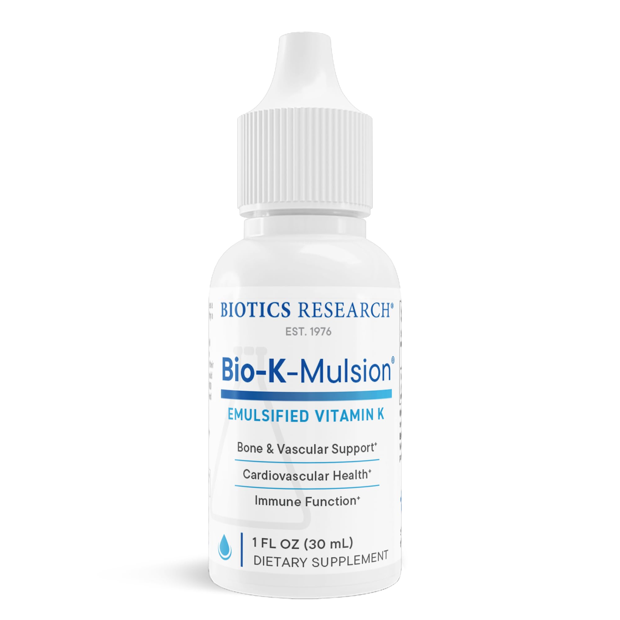 Biotics Research Bio K Mulsion Liquid Vitamin K Drops - 500 mcg/S - Vitamin K1 phytonadione - for Adults & Kids - VIT K Supplement - Strong Bones, Heart Health, Blood Clotting Support, 1 fl oz