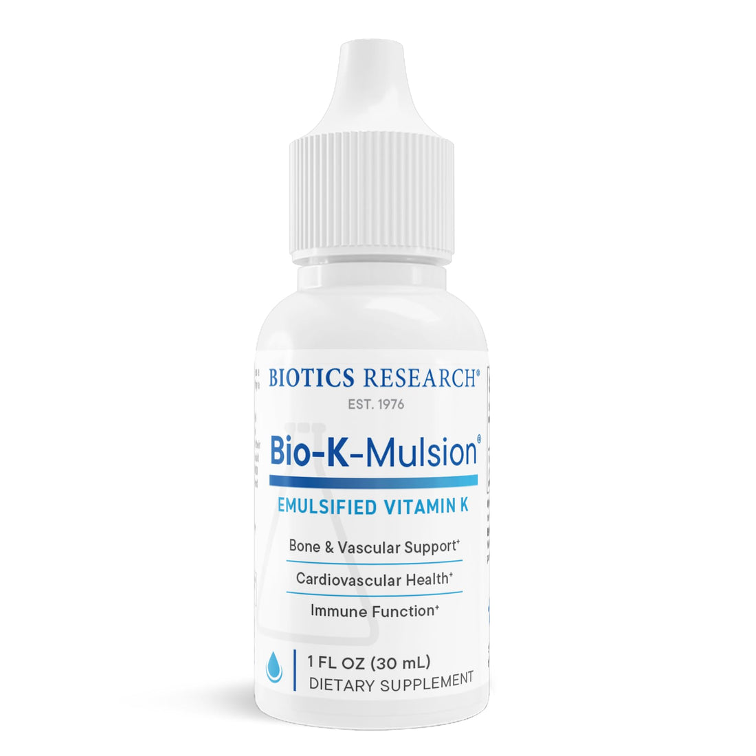 Biotics Research Bio K Mulsion Liquid Vitamin K Drops - 500 mcg/S - Vitamin K1 phytonadione - for Adults & Kids - VIT K Supplement - Strong Bones, Heart Health, Blood Clotting Support, 1 fl oz