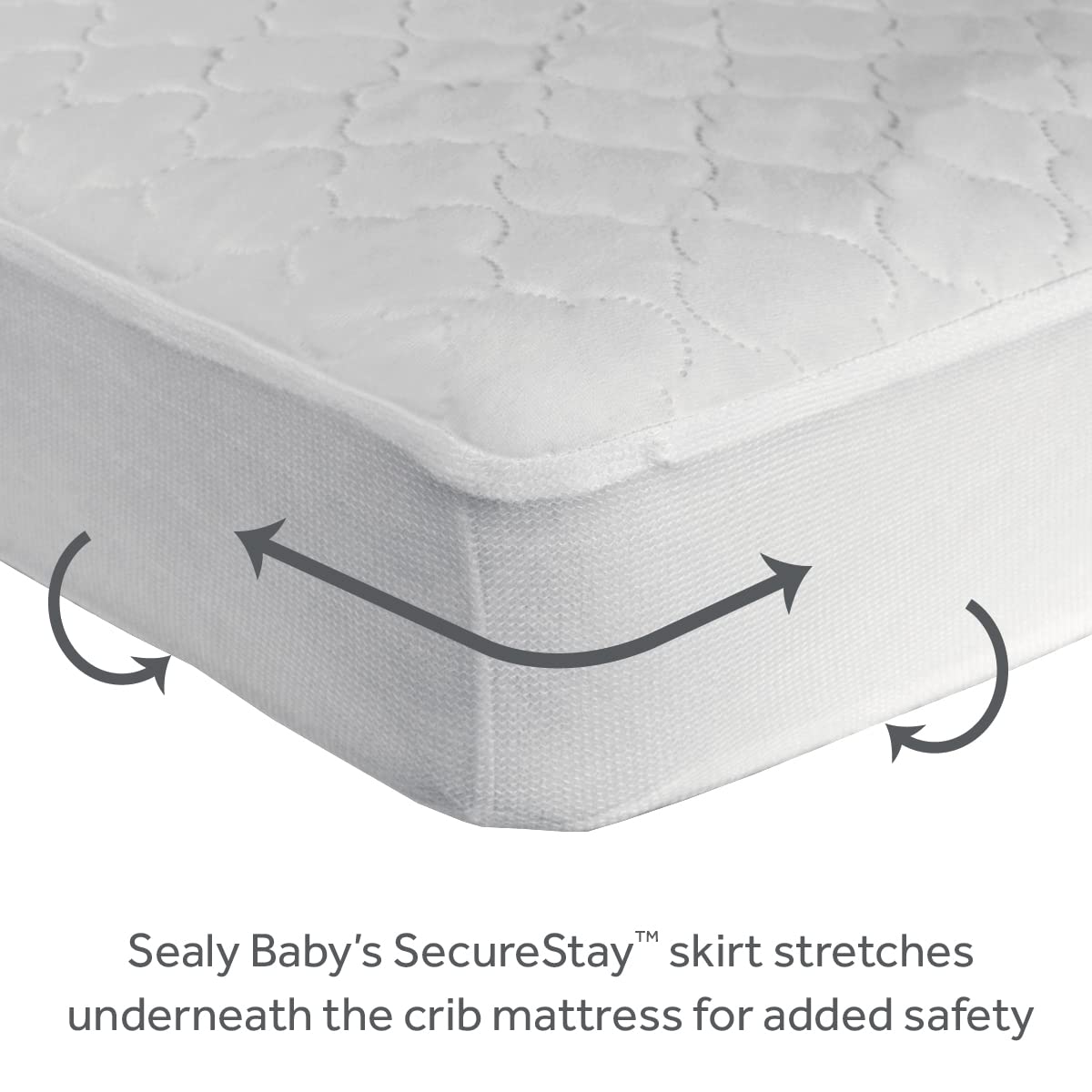 Sealy Baby Cooling Moisture Wicking Fitted Waterproof Infant Crib Mattress Protector Pad and Toddler Bed Cover, Durable and Comfortable Topper, Machine Washable & Dryer Friendly, 52” x 28”- White
