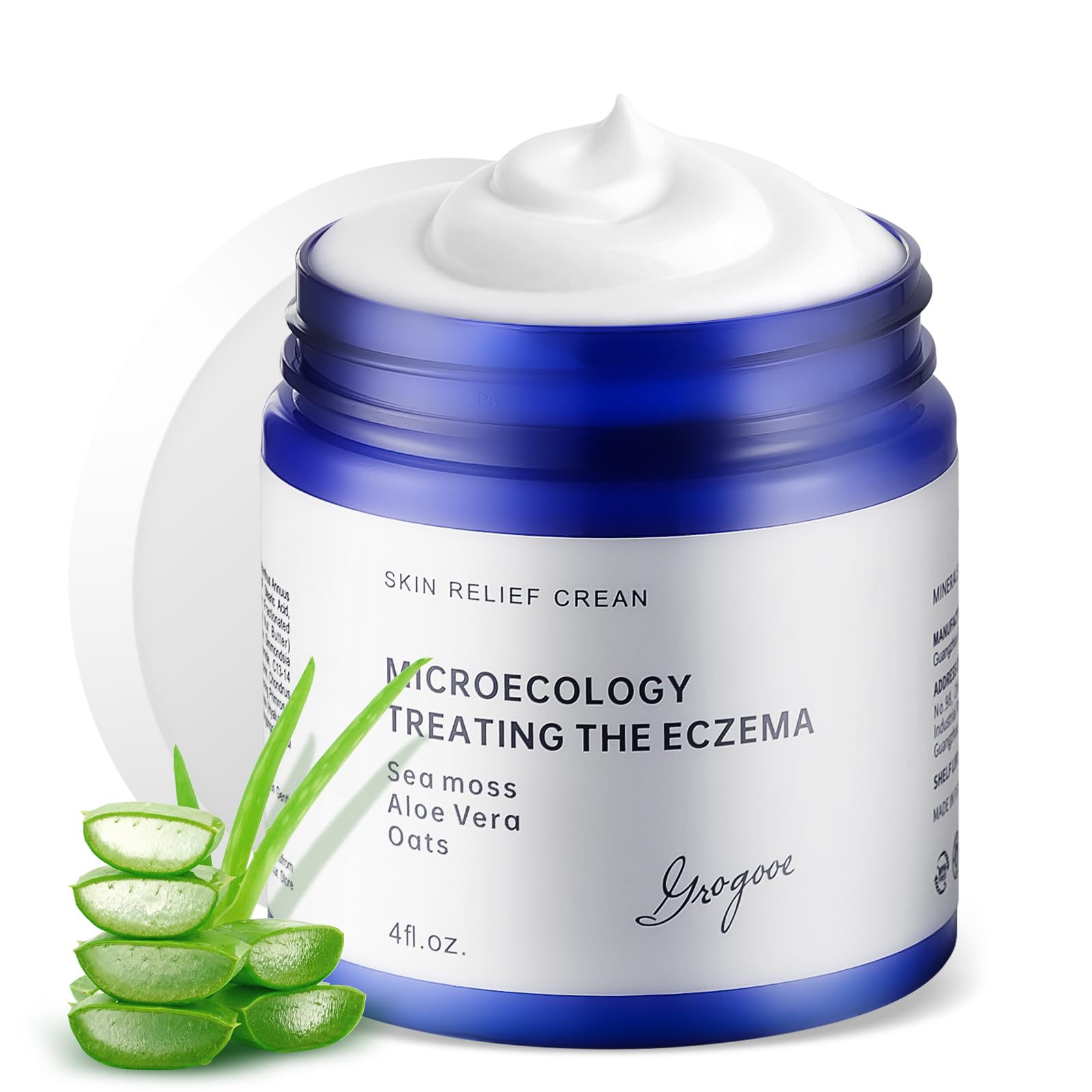 NEORIVER All-Natural Eczema Relief Cream Made with Sea Moss and Aloe Vera,Eczema Cream for Adults, Calming and Soothing Sensitive Skin Dry Skin, Full Body Moisturizing Lotion, Fragrance Free, 4 Oz