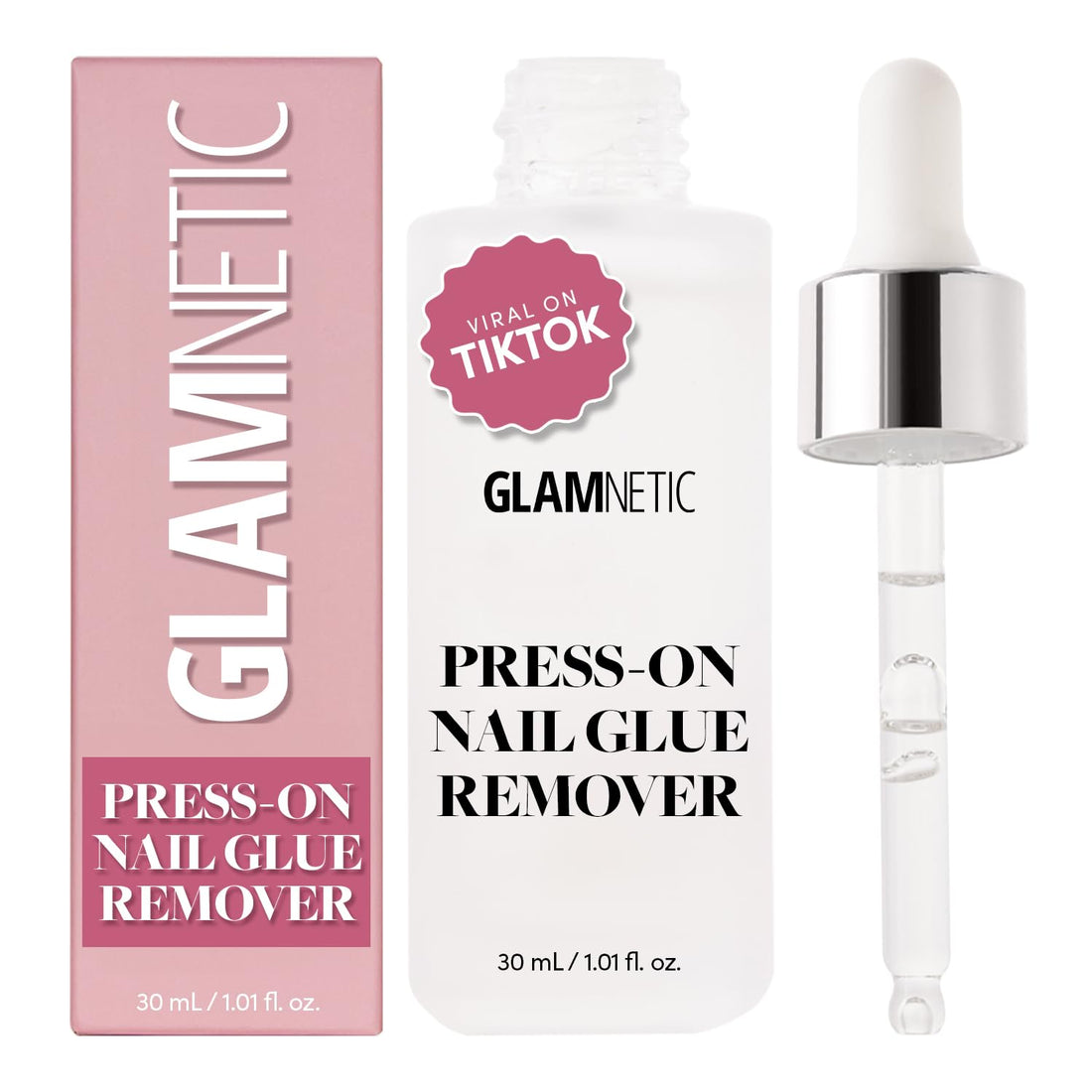 Glamnetic Press On Nail Remover | Odorless, No Acetone, Gentle Press-On Nail Remover Serum for Fake Nails | 30 ml/1.01 fl. oz.