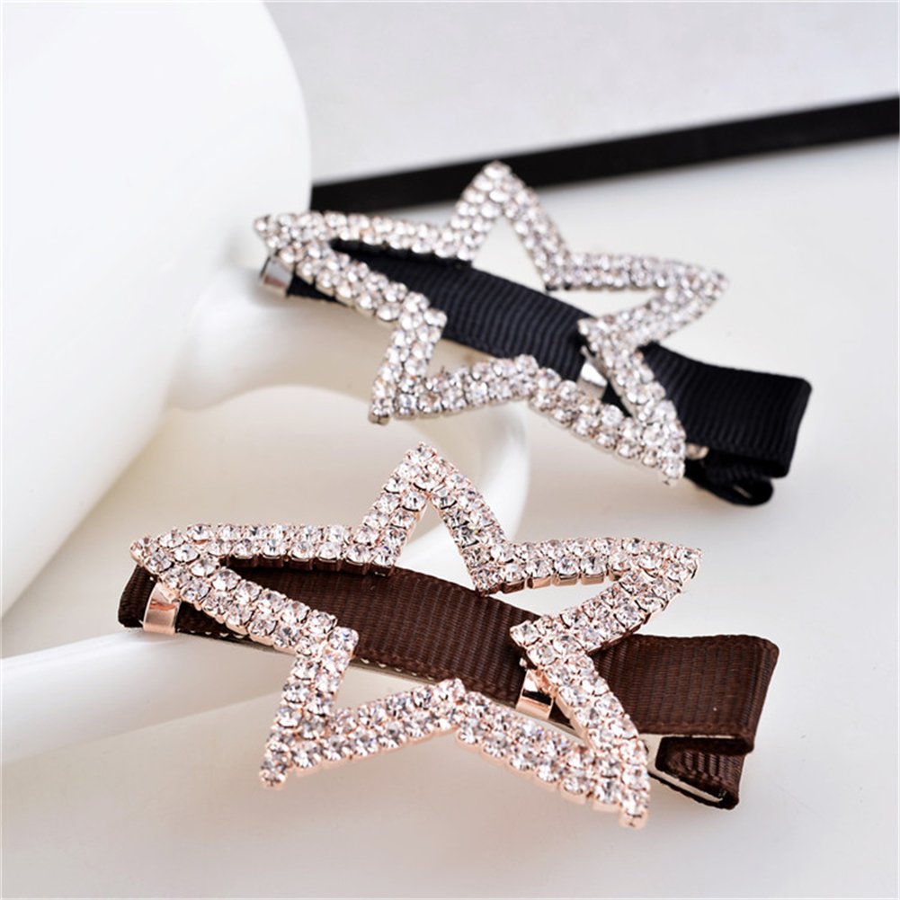 Casualfashion 9Pcs Women Girls Headwear Bling Rhinestone Crystal Hair Clip Alligator Duckbill Barrette Hairpin Hair Beak Concorde Clip Slide Assorted Patterns (Silver Tone)