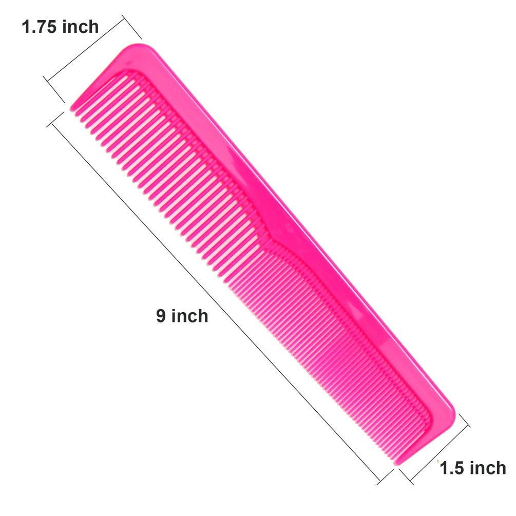 Luxxii - (6 Pack) 9 Large Colorful Styling Essentials Coarse/Fine Dressing Comb SET