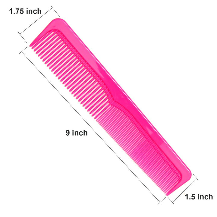 Luxxii - (6 Pack) 9 Large Colorful Styling Essentials Coarse/Fine Dressing Comb SET
