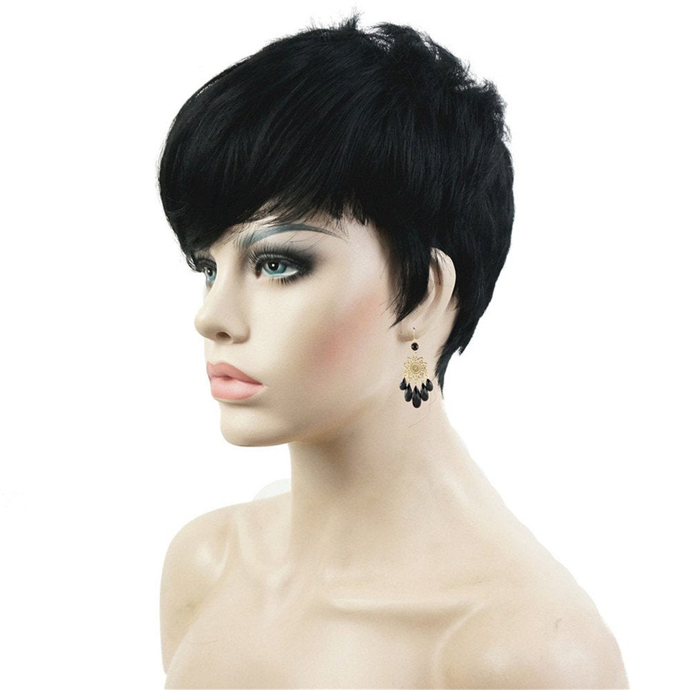 #2: Aimole Synthetic Short 6 Inches Drakest Brown Straight Wig Heat Resistant Full Capless Hair Party Wig(2-Darkest Brown)