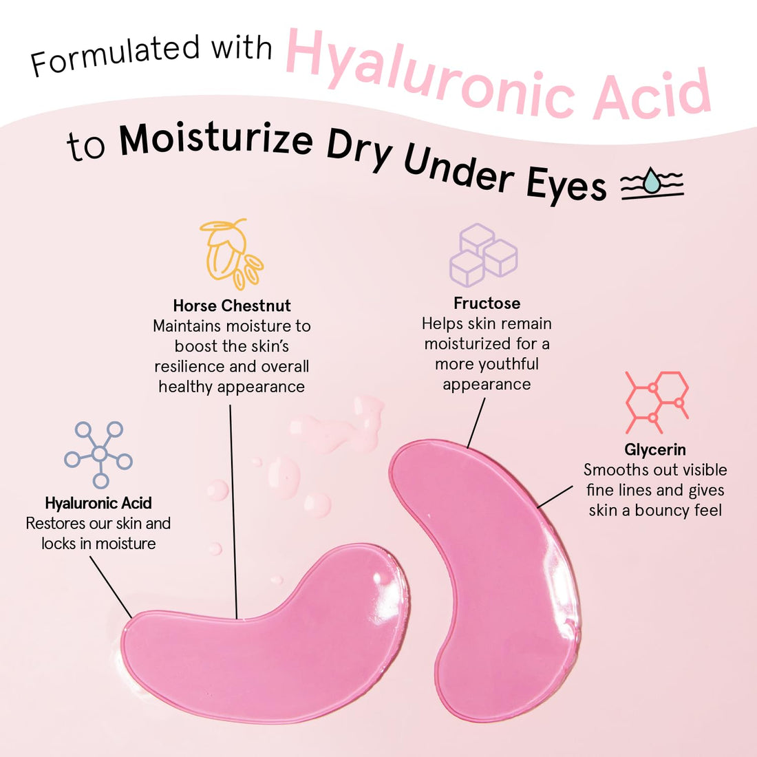 Under Eye Patches For Puffy Eyes (24 Pairs) - Vegan Energizing Under Eye Mask- Pink Eye Masks for Dark Circles, Eye Bags, and Puffiness - by grace and stella