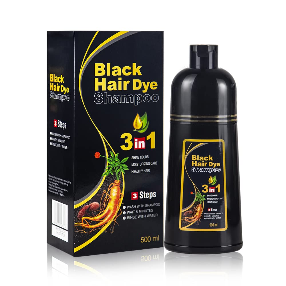BELEZALIB Instant Black Hair Dye Shampoo for Women Man Hair Color Shampoo for Gray Hair - 100% Gray Coverage - Natural Plant Hair Dye 3 in 1, 16.9Fl OZ