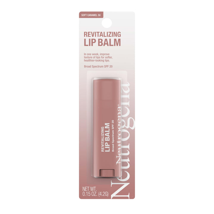 Neutrogena Revitalizing Tinted Lip Balm Broad Spectrum SPF 20 Sunscreen, Moisturizing Lip Balm with a Sheer Tint for Softer, Smoother, Healthier-Looking Lips, Sheer Soft Caramel 50, .15 oz