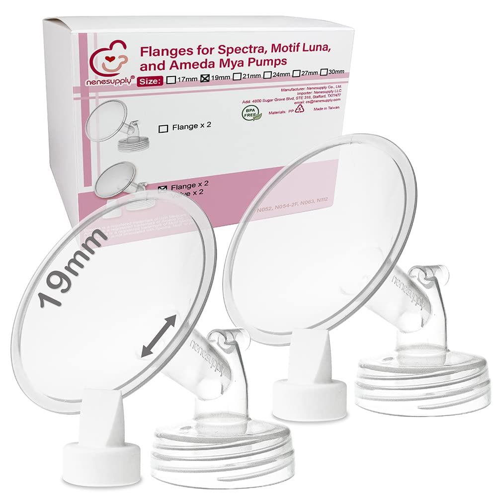 Nenesupply 19mm 2 pc Flanges Duckbill Valves Compatible with Spectra S2 S1 9 Plus Synergy Gold Breastpump Replacement to Spectra Pump Parts Flange Accessories Wide Mouth Work with Backflow Protector