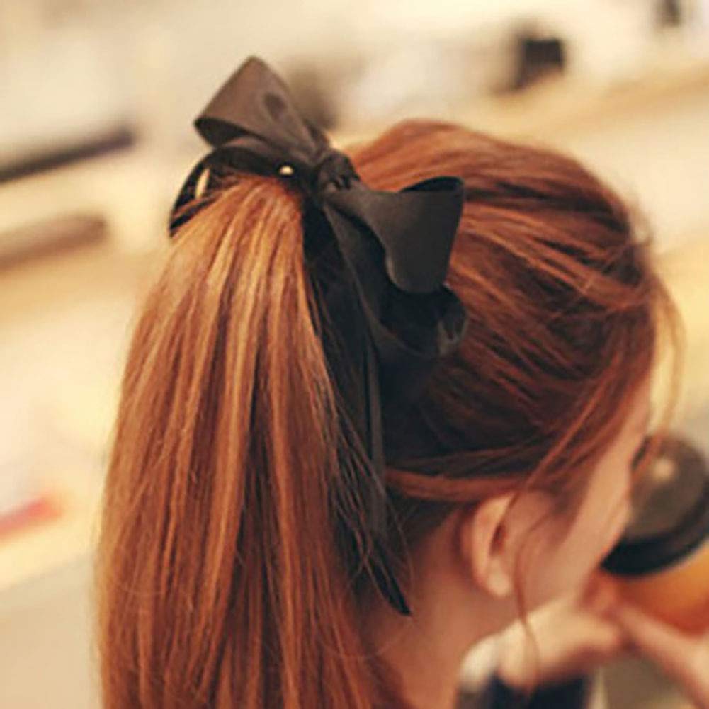 6 PCS Women Lady Satin Ribbon Bow Hair Rope Head Wrap Headbands Elastics Hair Tie Ponytail Holders Hair Accessories Headdress