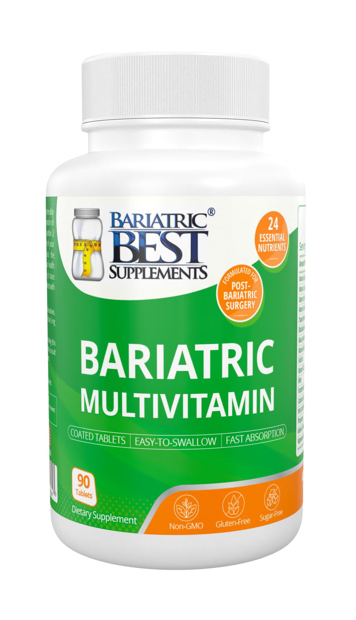 Bariatric Multivitamin with Iron for Post-Gastric Bypass & Sleeve Surgery, Energy Supplements, 90 Tablets, 24 Essential Nutrients, Formulated by Bariatric Surgeons per ASMBS Guidelines