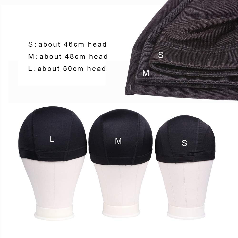 YANTAISIYU 5 Pcs/Lot Black Dome Cap Wig Caps Stretchy Wig Cap with Wide Elastic Band for Making Wig (Dome Cap S)