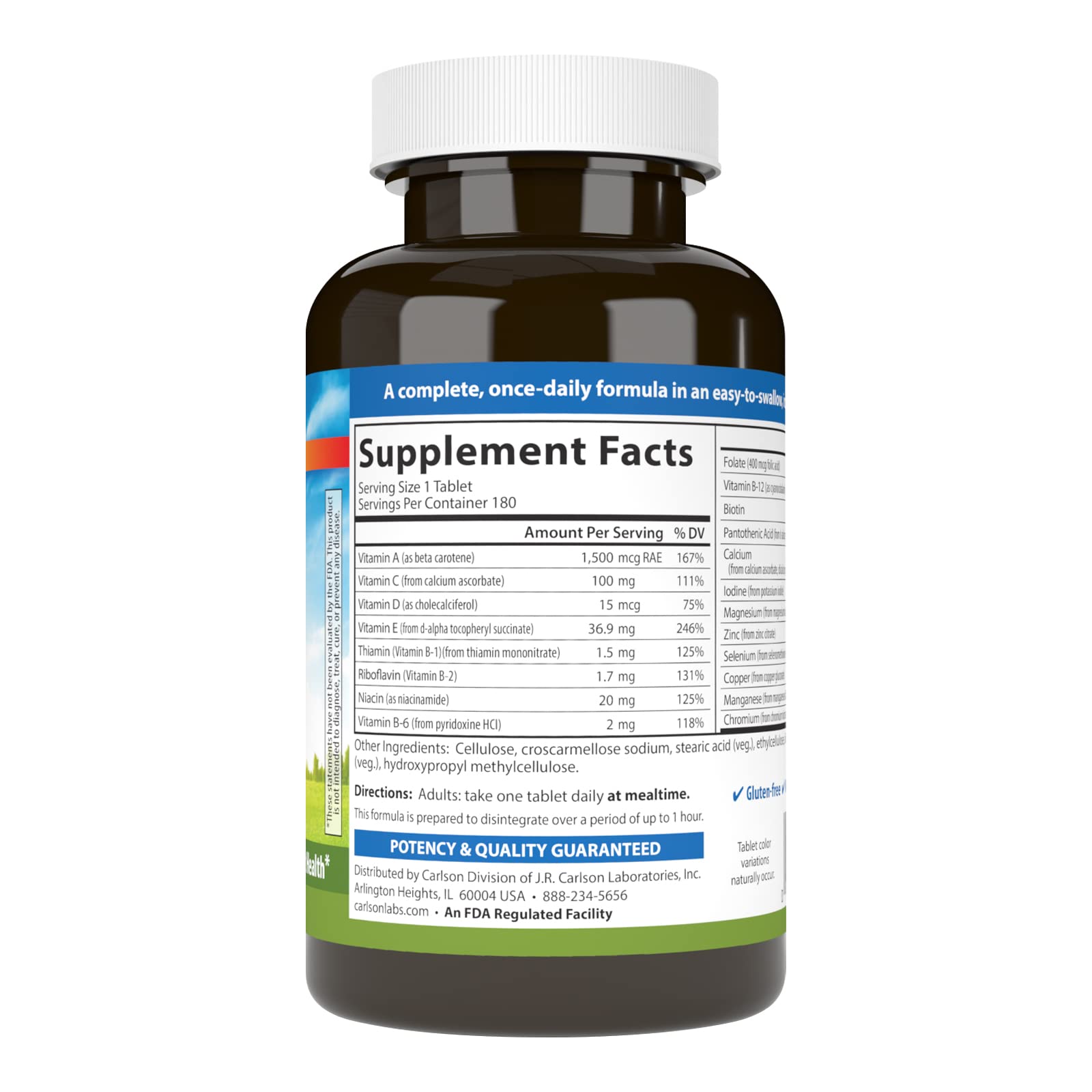 Carlson - Mini-Multi, Small Multivitamin Tablets, Vitamins & Minerals, Immune Support & Heart Health, Optimal Wellness, Mini Multivitamins, Multivitamin Mini Tabs, Easy to Swallow, 180 Mini Tablets