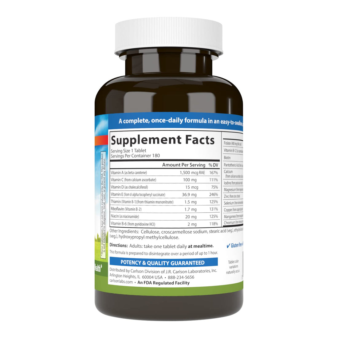 Carlson - Mini-Multi, Small Multivitamin Tablets, Vitamins & Minerals, Immune Support & Heart Health, Optimal Wellness, Mini Multivitamins, Multivitamin Mini Tabs, Easy to Swallow, 180 Mini Tablets