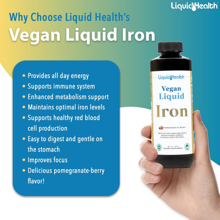 LIQUIDHEALTH Vegan Daily Essentials Vitamin Starter Kit with Organic Methyl B12 Drops, Vegan Liquid Collagen + Biotin, Vegan Liquid Iron, Vegan Vitamin D3 Drops - 100% Plant-Based Vitamin Supplements