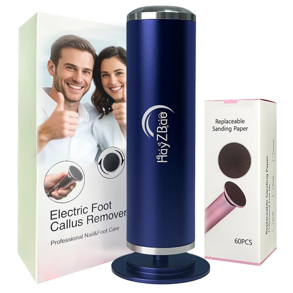 HayZBao Electric Foot File - High Torque,Callus Remover for Feet,Adjustable Speed Foot File with 60 Pcs Sandpaper Discs,Professional Pedicure Tool for Dead Skin and Calluses (Blue)