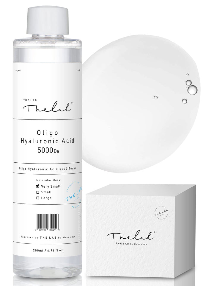 Blanc Doux Oligo Hyaluronic Acid 5000 Toner 6.76 fl. oz. + Special Cotton Pads (Box of 40 sheets) | Low-molecular-weight Hyaluronic Acid (5,000 Da, 70%) + 100,000 Da (30%) | Hypoallergenic