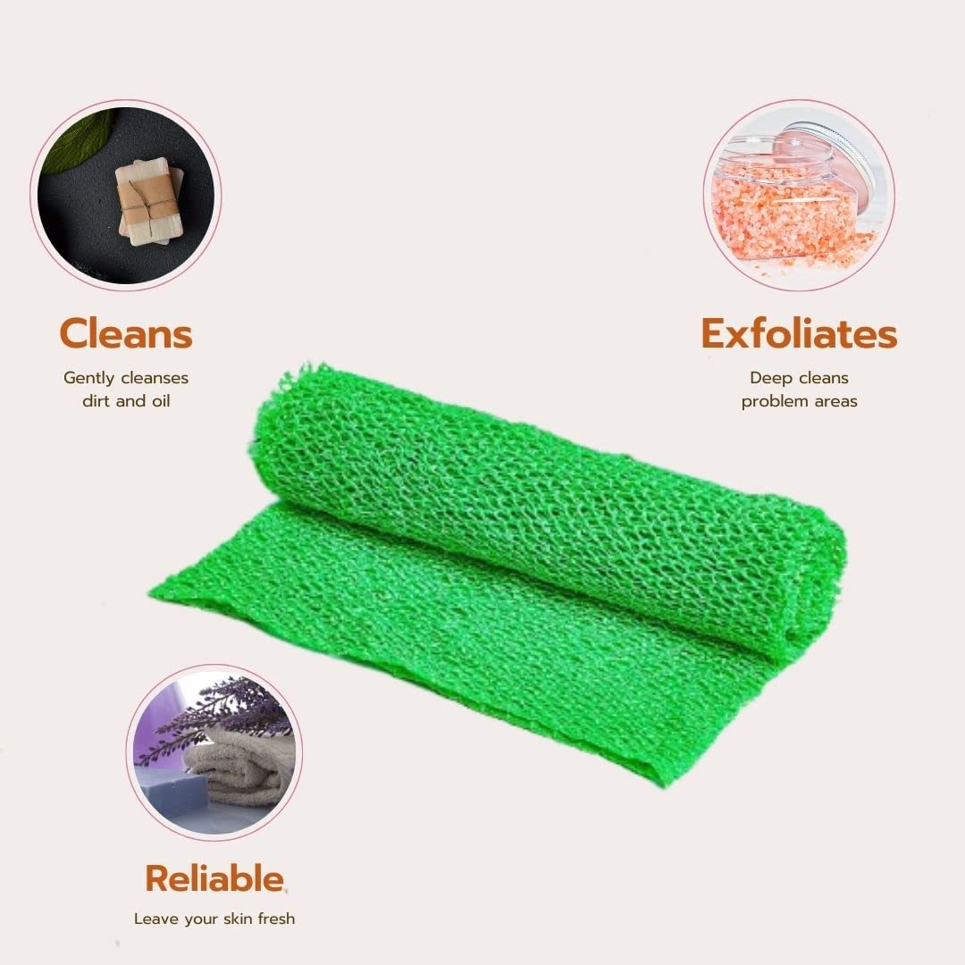 African Exfoliating Net, Sponge, Bath, Body Wash, Back Scrubber, Shower, Long, Stretchable (Green)