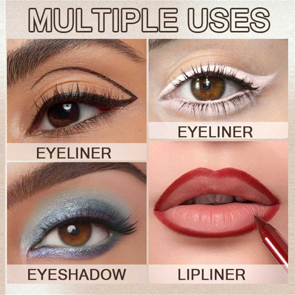 GHFCZOO 2pcs Sharpenable Gel Eyeliner Pencil, Waterproof Smudge-Proof Long Lasting Eye Liner Pen, Smooth Multi-Use Eye Makeup (03 Nude, 2pcs)