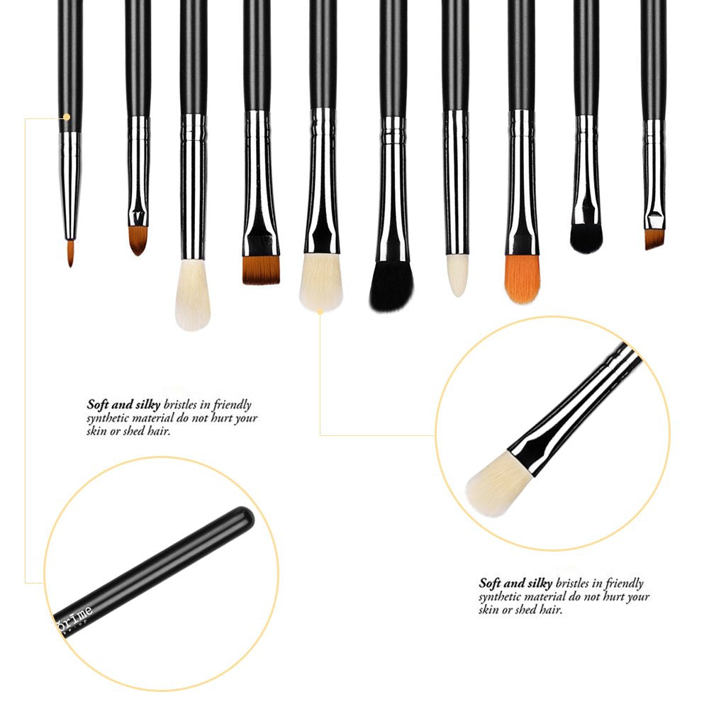 Duorime Silky 10Pcs Eyeshadow Makeup Brush Set Essential Eye Makeup Brushes Kit