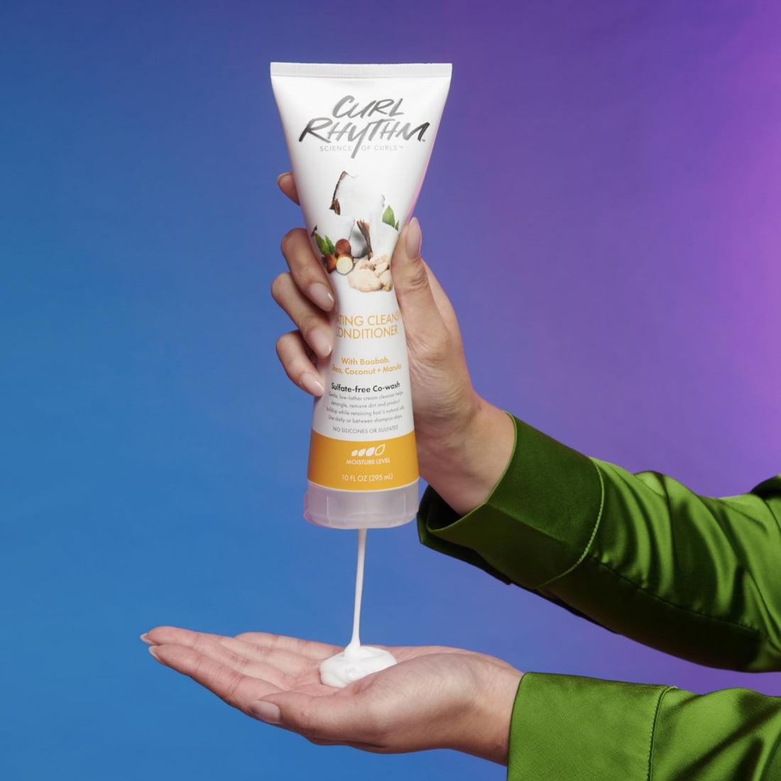 Curl Rhythm Hydrating Cleanser Conditioner - Co-wash with Shea, Marula, and Coconut - Curly Hair Conditioner - Removes Dirt and Buildup - 10 oz