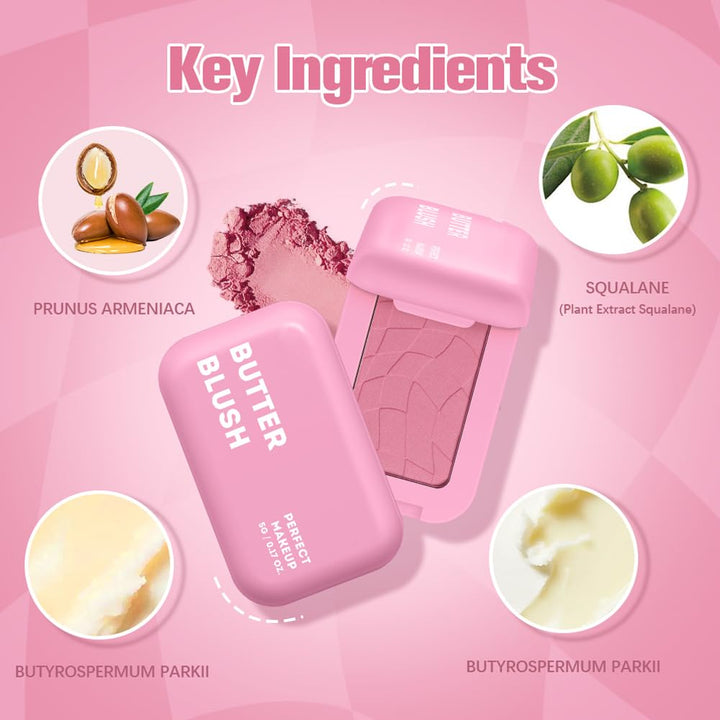 Silky Butter Blush Cream, Face Powder Blush for Long-lasting, High Color Rendering and Waterproof Makeup with Sweet Buttery Scent, Up to 12h Wear (1, Form Butter, Large)