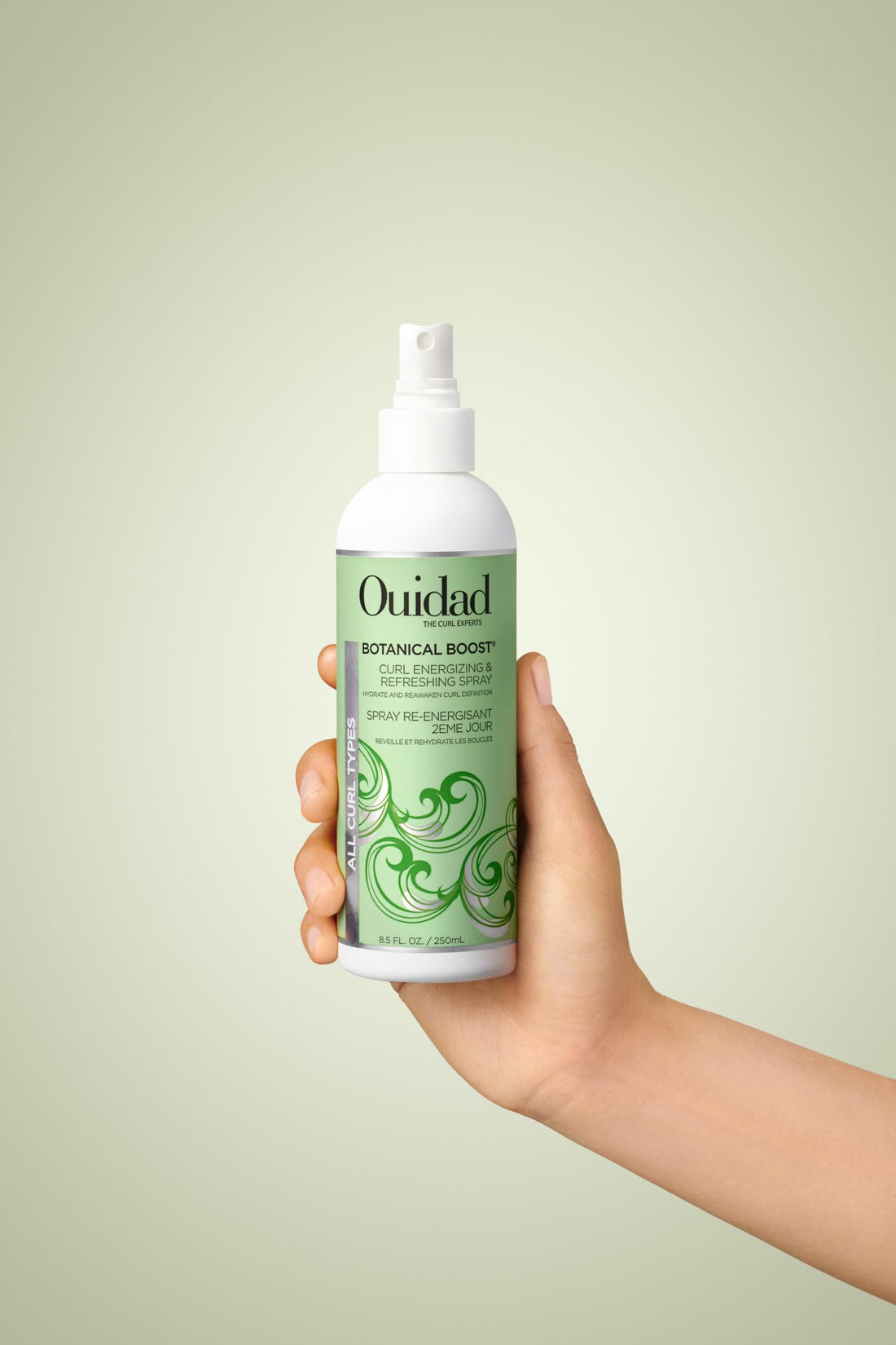 Ouidad Botanical Boost Curl Energizing & Refreshing Hair Spray, 8.5 fl oz, Lasting Definition, No-Residue Refresher Spray for Curly Hair, Adds Weightless Moisture, All Curl Types