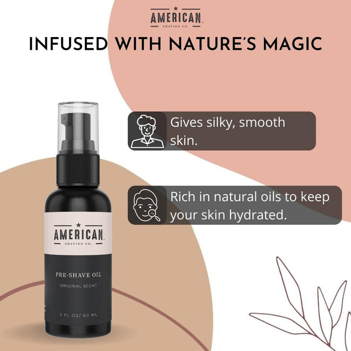 Pre-Shave Oil for Effortless, Smooth & Irritation-free Shave, For Men’s Skin Care Natural Handcrafted Blend Argan & Jojoba Oil, Protects Razor Burn, Premium Pre-Shave Oil by American Shaving Co - 2 Oz